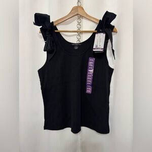French Connection Black Tank Top with Bow Accents XXL